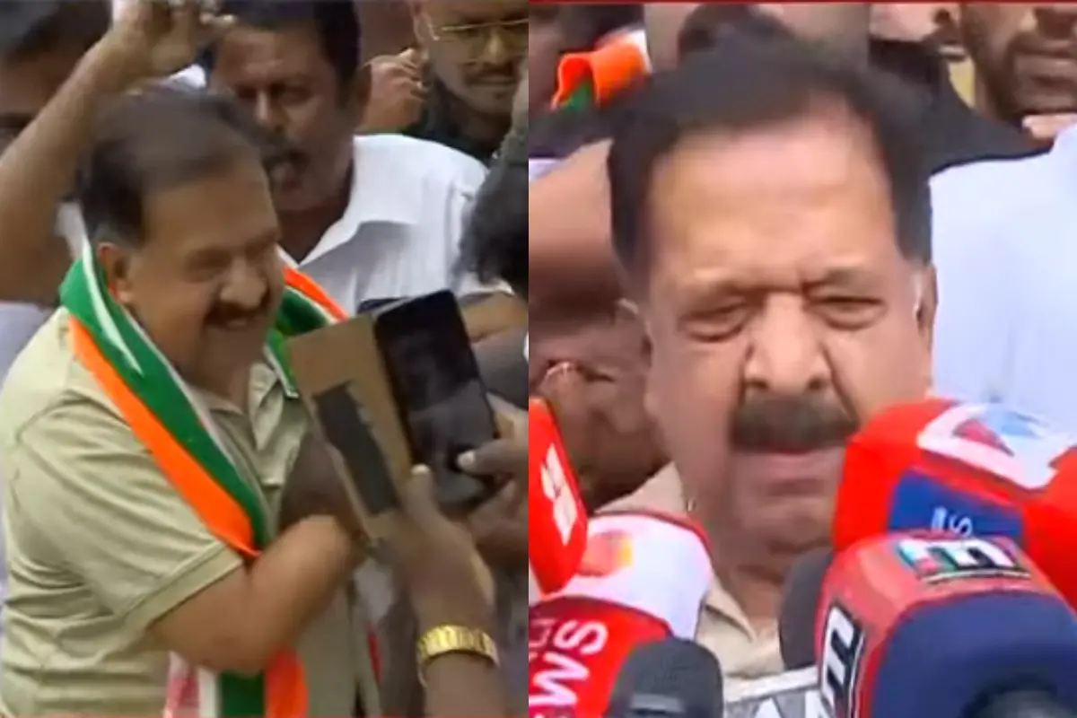 തലസ്ഥാനത്തെത്തിയ രമേശ് ചെന്നിത്തല | Photo: Screengrab/Mathrubhumi News