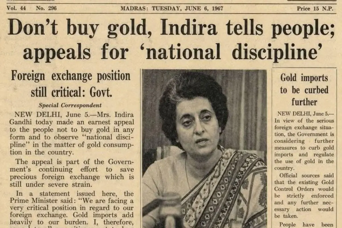 The viral image claiming Indira Gandhi urged Indians not to buy gold in 1967 has gone viral on social media amid fresh debate over economic restraint and gold consumption.