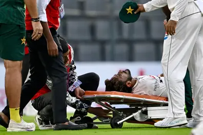 Hasan Ali injury update: Pakistan pacer carried off on stretcher vs Bangladesh before resuming play