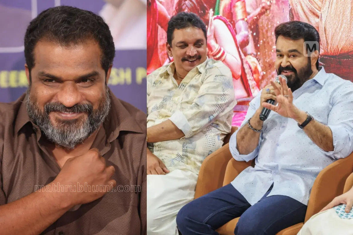 ദിലീഷ് പോത്തന്‍, ഷിബു ബേബി ജോണും മോഹന്‍ലാലും | ഫോട്ടോ: മാതൃഭൂമി