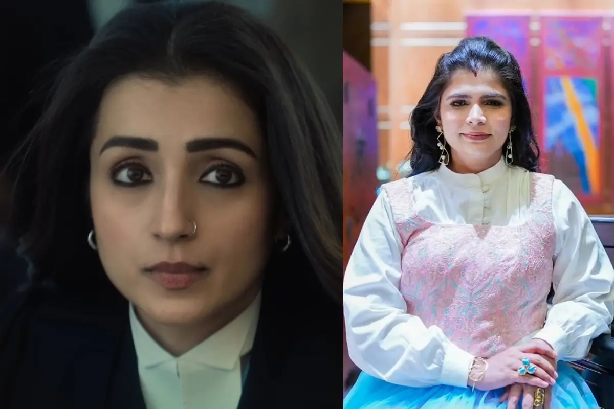 തൃഷ കറുപ്പില്, ചിന്മയി | Photo: YouTube:/ Think Music India, Chinmayi Sripada