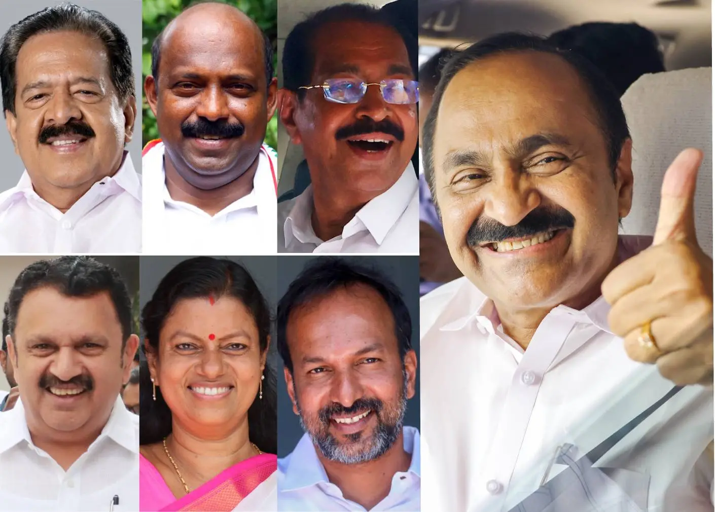 രമേശ് ചെന്നിത്തല,എം.ലിജു, സണ്ണി ജോസഫ്, വി.ഡി, സതീശൻ, പി.സി. വിഷ്ണുനാഥ്, ബിന്ദു കൃഷ്ണ, കെ. മുരളീധരൻ
