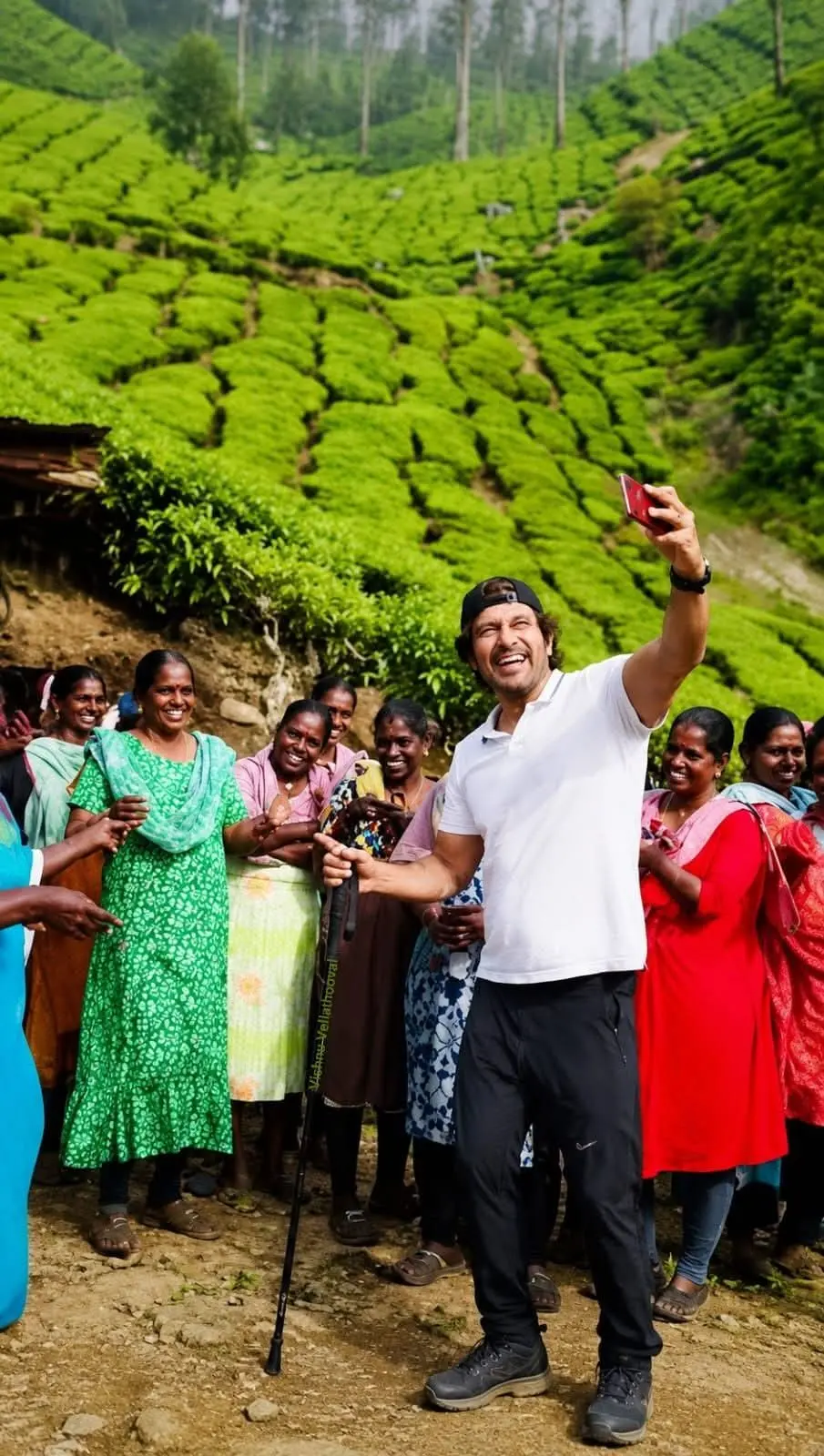 തോട്ടം തൊഴിലാളികൾക്കൊപ്പം വിക്രം