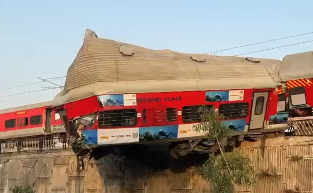 A coach of the Ujjain Express involved in the accident
