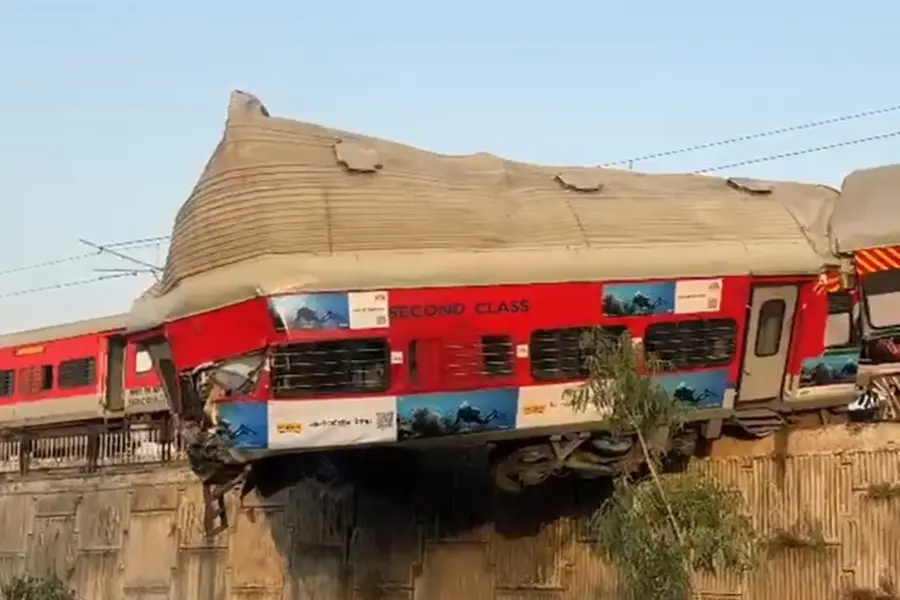 A coach of the Ujjain Express involved in the accident