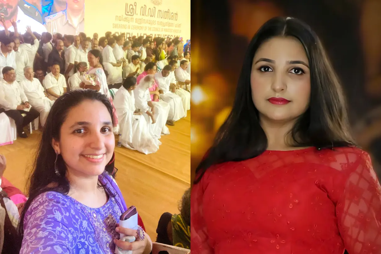 റിനി ആൻ ജോർജ് യുഡിഎഫ് സർക്കാരിന്റെ സത്യപ്രതിജ്ഞാവേദിയിൽ, റിനി ആൻ ജോർജ് | Photos: Facebook