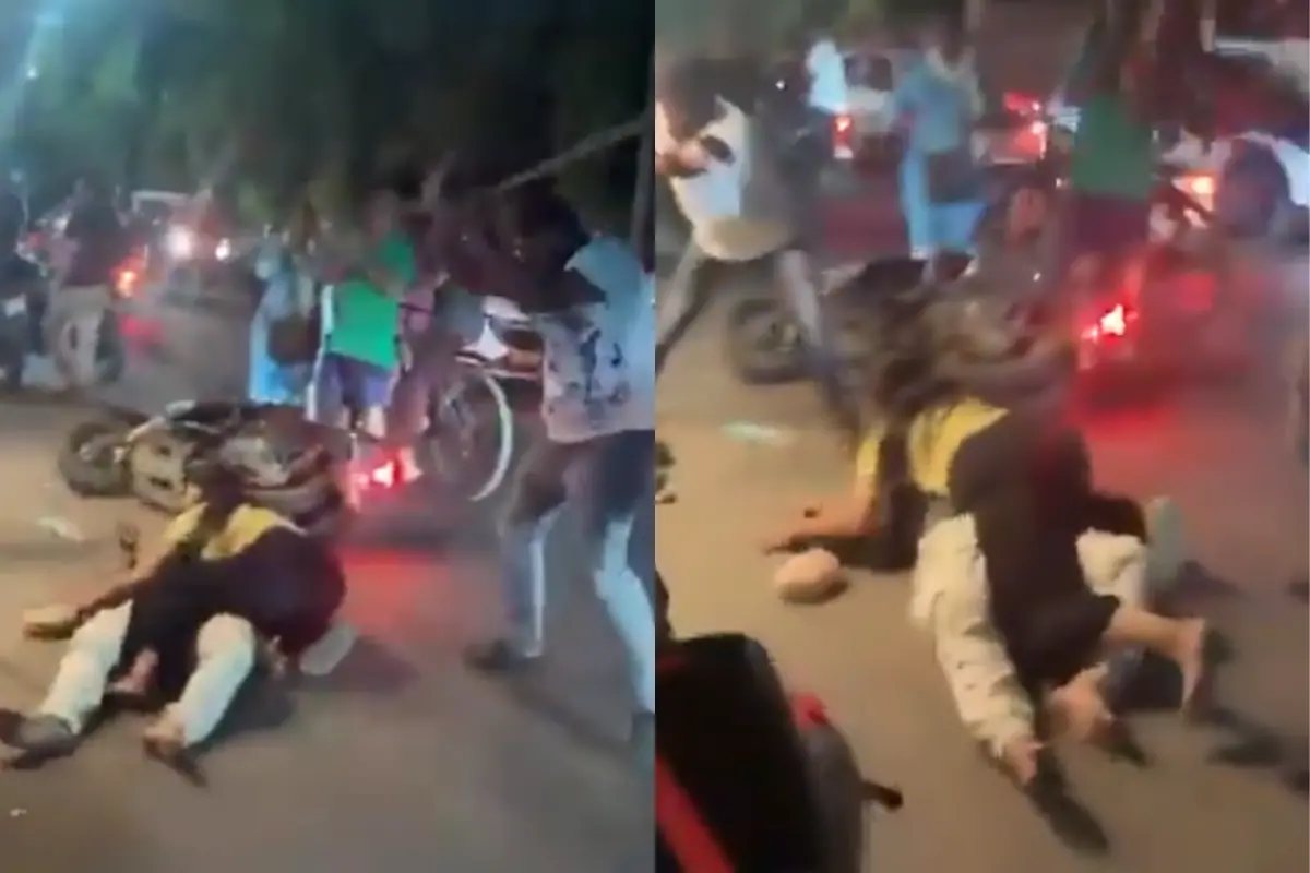 Screengrab of the viral video showing the couple facing assault on a public road in Odisha
