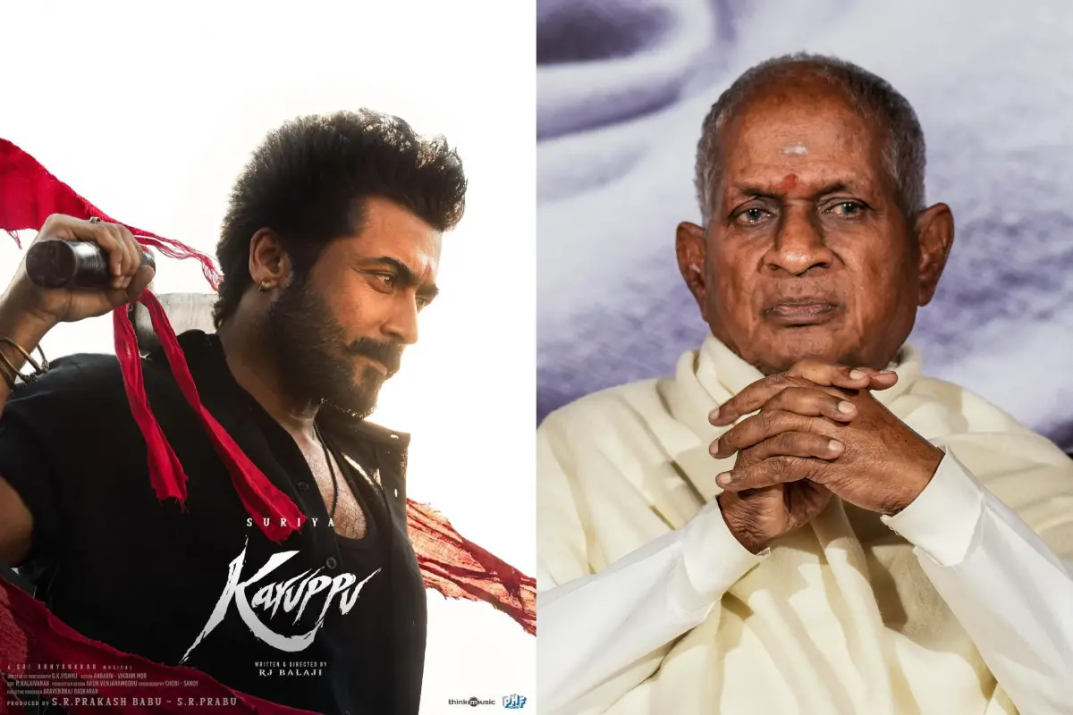 'കറുപ്പ്' സിനിമയുടെ പോസ്റ്റർ, ഇളയരാജ | ഫോട്ടോ: X, PTI