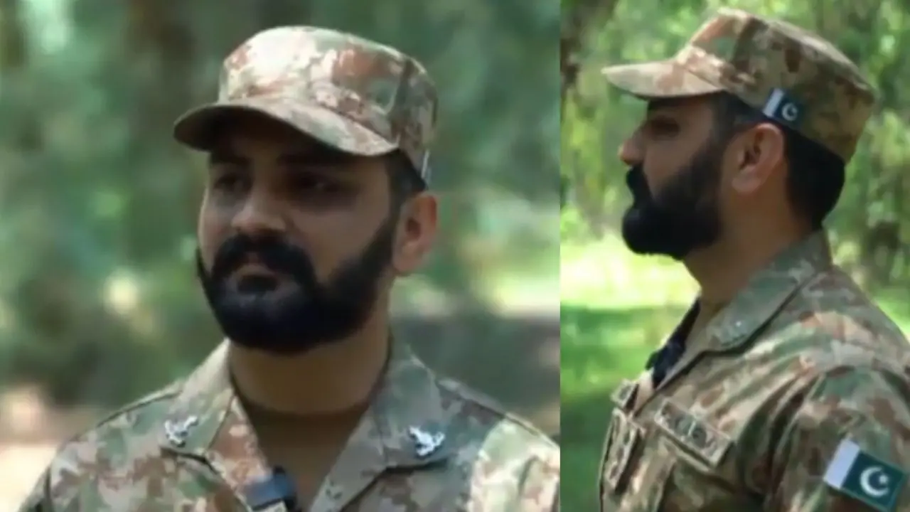 അഭിമുഖത്തിൽ സംസാരിക്കുന്ന ക്യാപ്റ്റന്‍ മുനീബ് സമൽ | Image credit: @OsintTV X Video