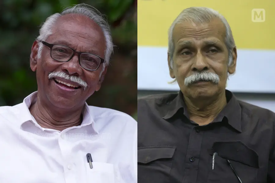 Prominent Malayalam writers M.N. Karassery and Kalpetta Narayanan who are being considered for the leadership role at Kerala Sahitya Akademi
