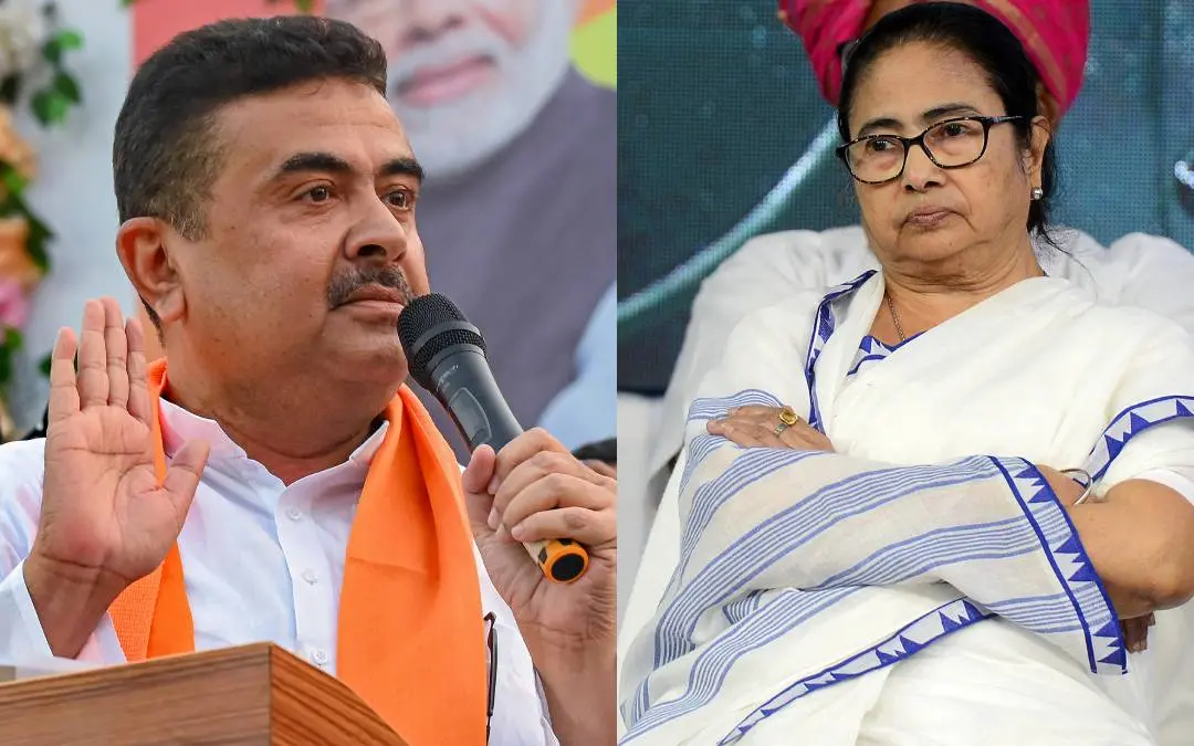 സുവേന്ദു അധികാരി, മമതാ ബാനര്ജി | Photo: PTI, ANI
