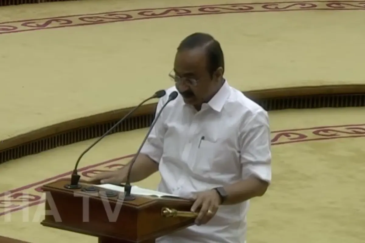 V D Satheesan taking oath as MLA in the Kerala Legislative Assembly | Photo: Screengrab from MBI News