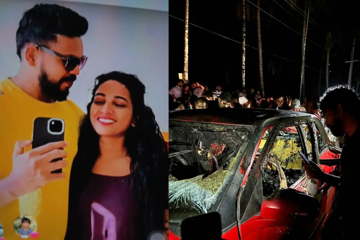 മരിച്ച രജിന്ലാലും സോനയും, കത്തി നശിച്ച കാര്