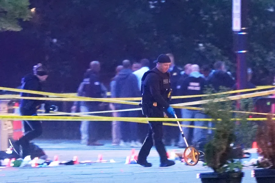 U.S. Secret Service Police are seen working on a crime scene after responding to reports of shots fired near the White House