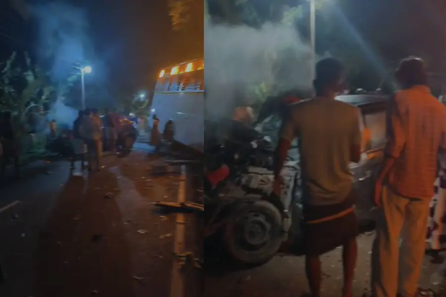 വൈക്കത്ത് കാറും ടൂറിസ്റ്റ് ബസും കൂട്ടിയിടിച്ച് സഹോദരങ്ങൾക്ക് പരിക്കേറ്റു