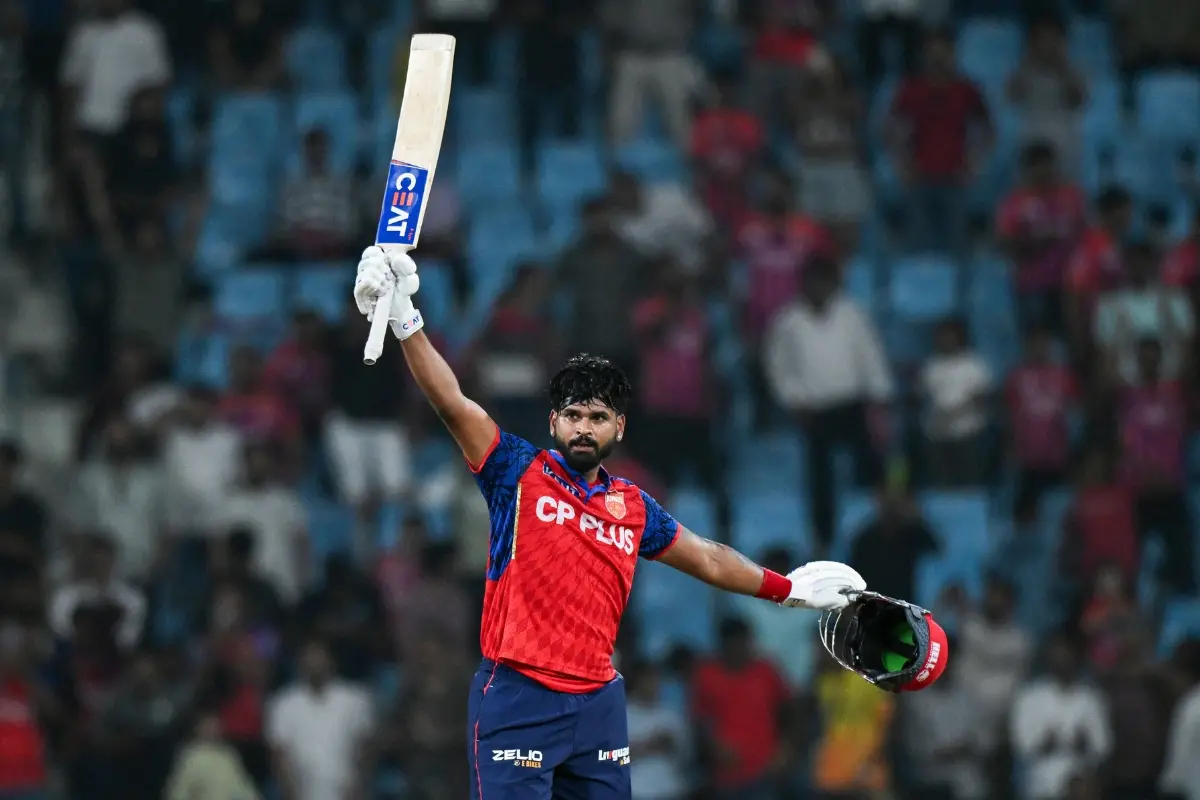 Punjab Kings' skipper Shreyas Iyer celebrates his century during the Indian Premier League 2026 match against Lucknow Super Giants | Photo: ANI