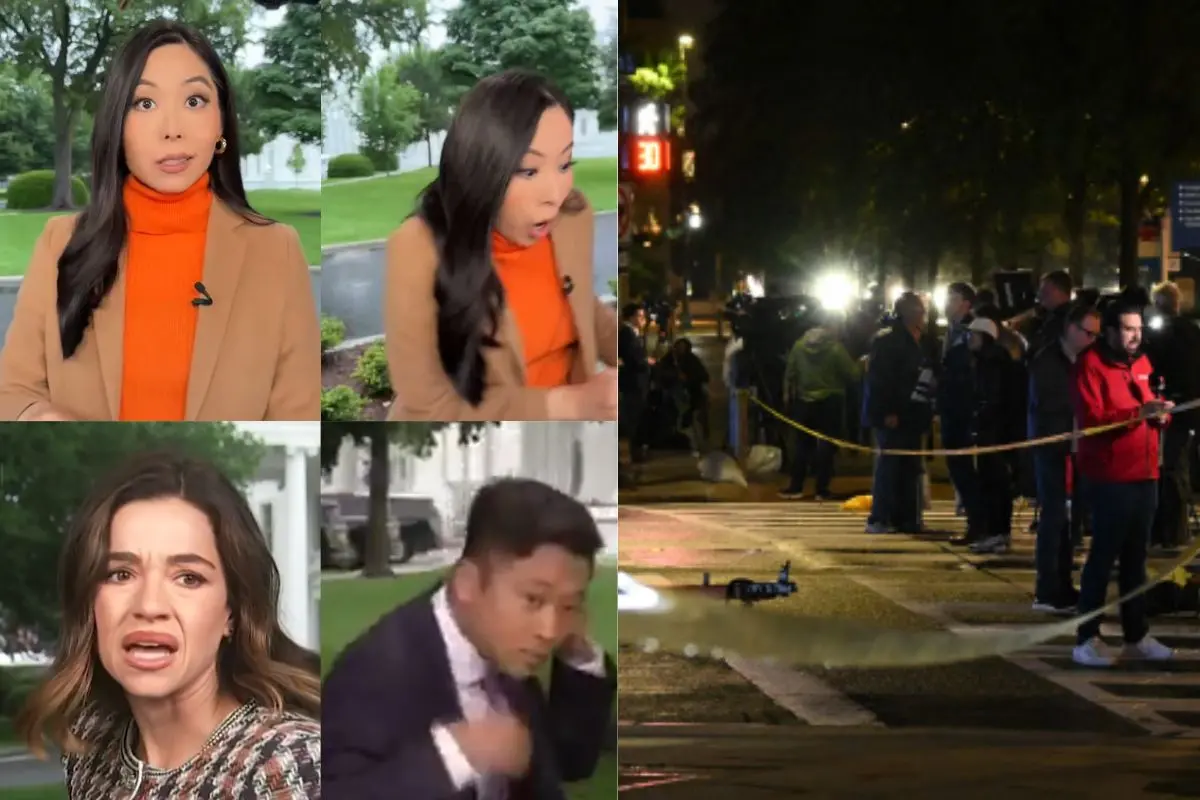 Reporters Drop To Ground After Gunfire Near White House During Live Broadcast