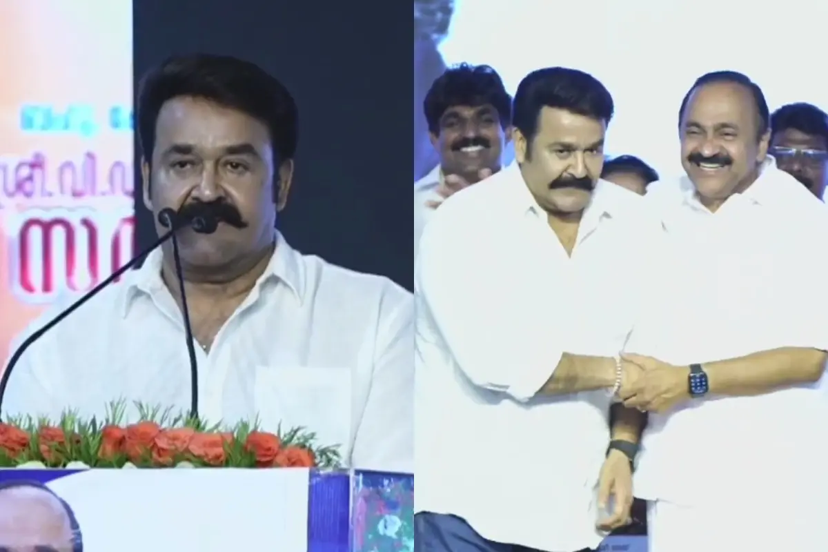 Mohanlal and VD Satheesan | Photos: Screengrab/Facebook: VD Satheesan