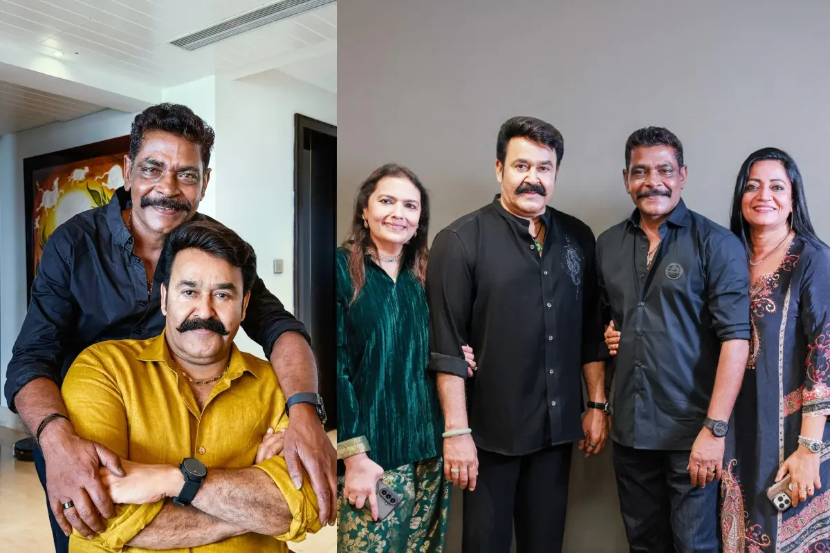 മോഹന്ലാലും ആന്റണി പെരുമ്പാവൂരും, സുചിത്ര മോഹന്ലാലും മോഹന്ലാലും ആന്റണി പെരുമ്പാവൂരും ശാന്തി ആന്റണിയും | Photo: Facebook/ Mohanlal