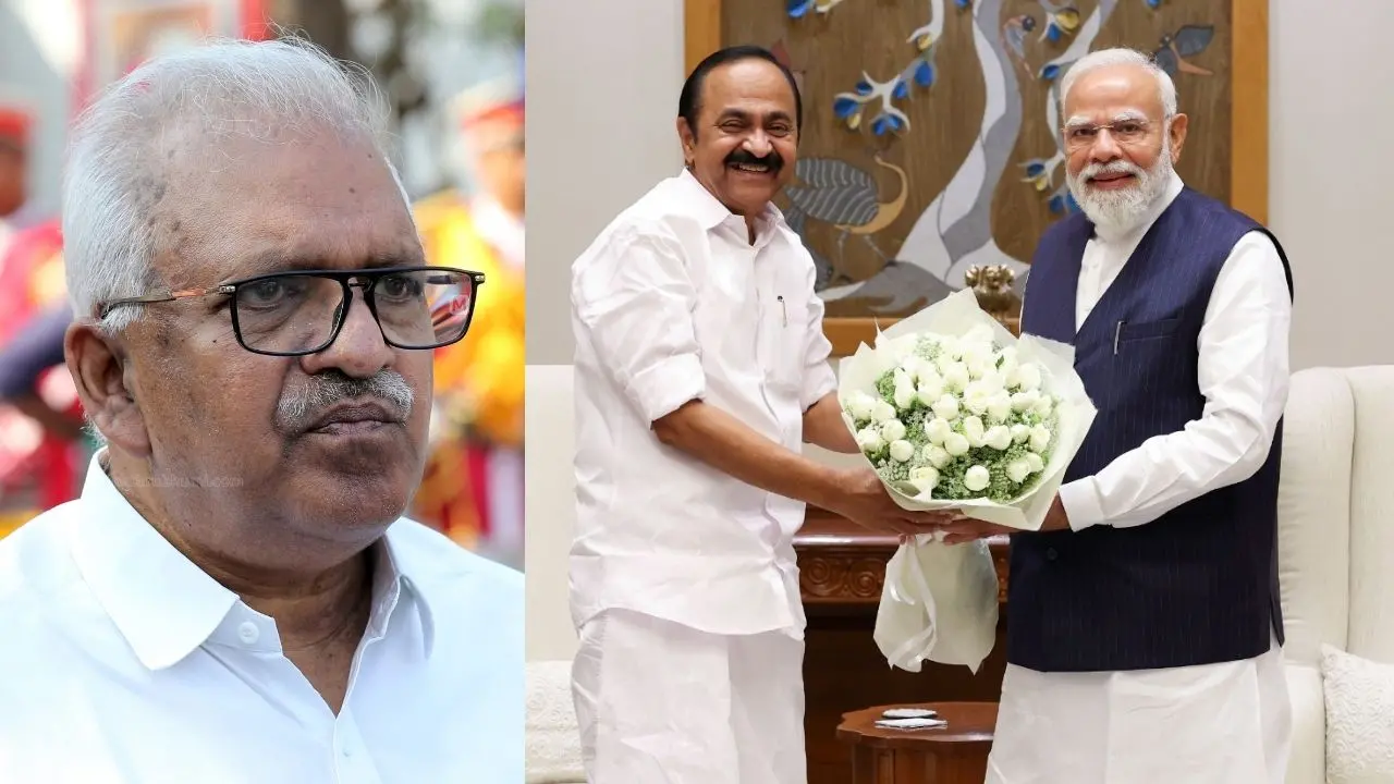 പി. ജയരാജൻ | ചിത്രം: രാമനാഥ് പൈ, മാതൃഭൂമി | വി.ഡി. സതീശൻ നരേന്ദ്രമോദിക്കൊപ്പം | Photo: PTI