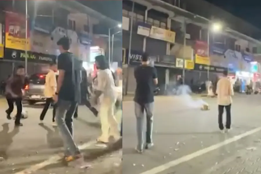 കൊടുവള്ളിയിൽ പെരുന്നാൾ തലേന്ന് ദേശീയ പാതയ്ക്ക് നടുവിൽ പടക്കം പൊട്ടിച്ച് ആഘോഷം