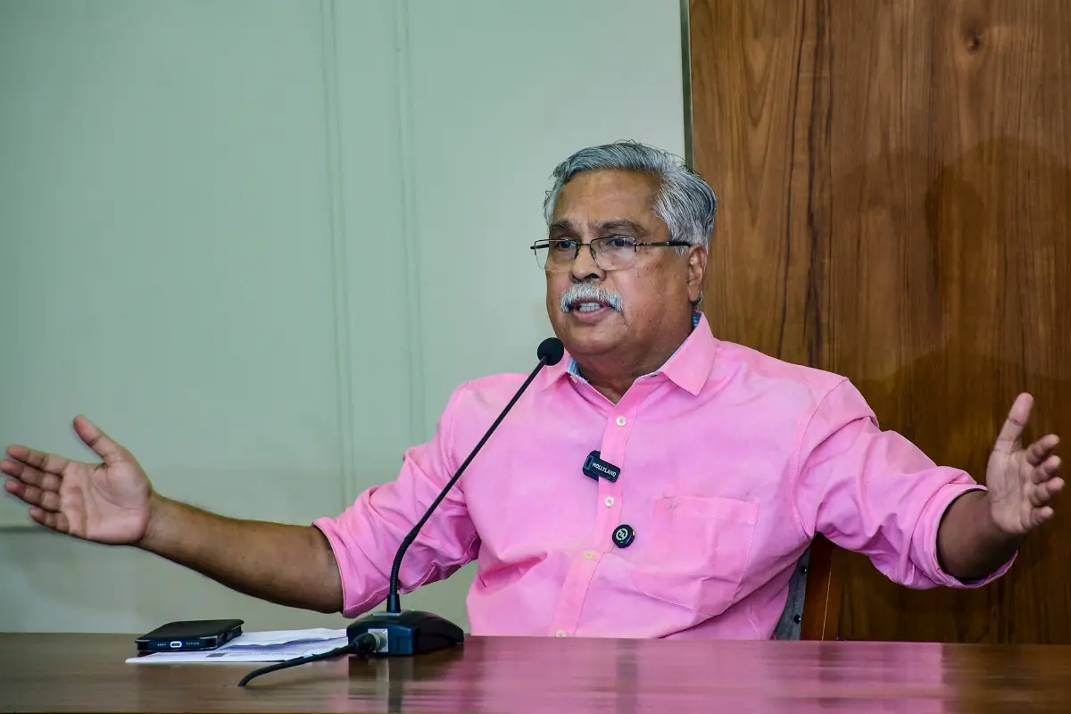 CPI state secretary Binoy Viswam addresses a press conference at the party headquarters, in Thiruvananthapuram.| Photo: PTI