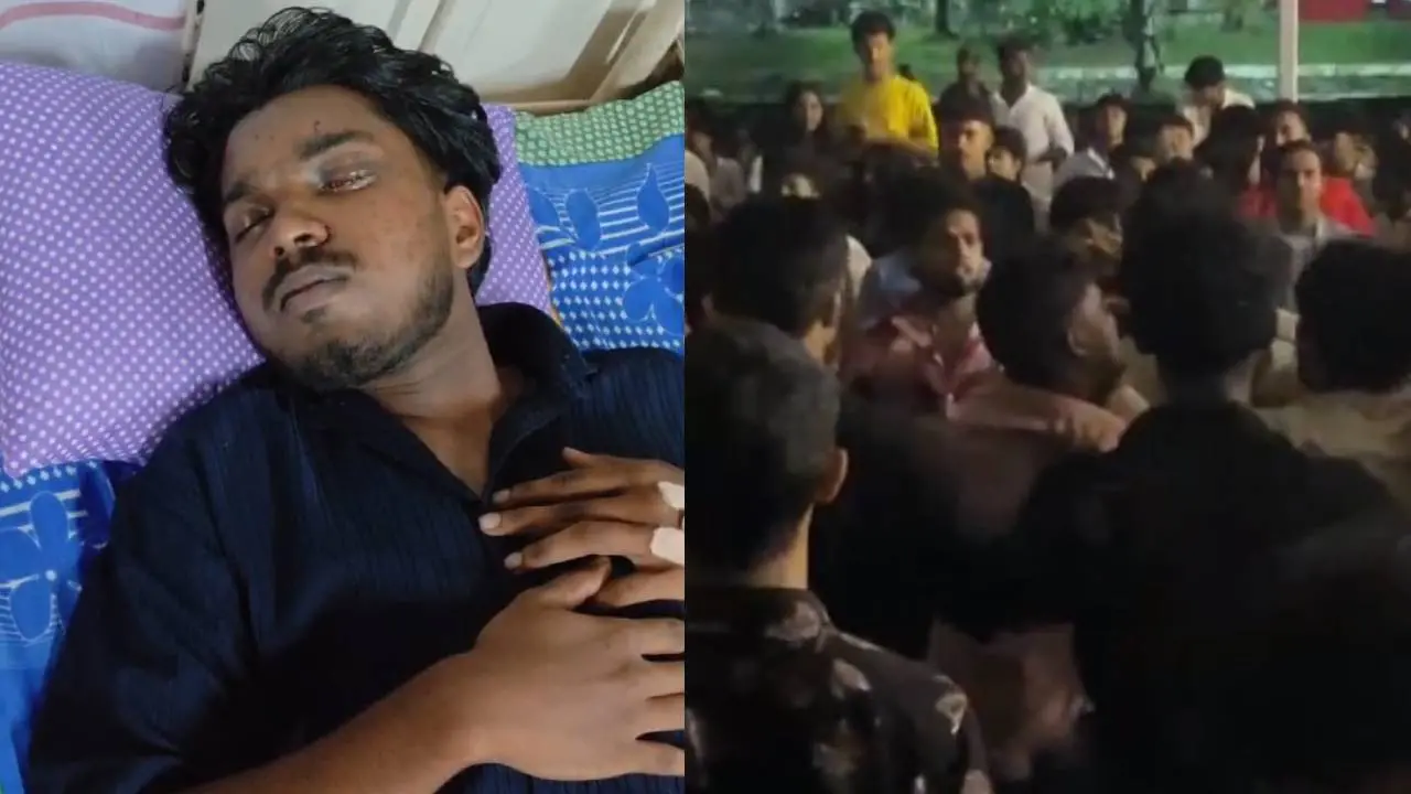 പരിക്കേറ്റ അല് അമീന്, കോളേജിലുണ്ടായ സംഘര്ഷത്തിന്റെ വീഡിയോഗ്രാബ്