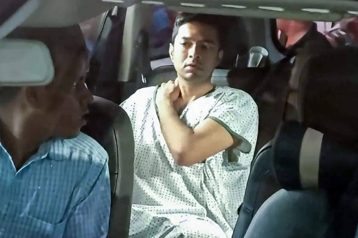 TMC MP Abhishek Banerjee leaves from Apollo hospital following the attack during his visit to Sonarpur, in Kolkata on Saturday (TMC/ANI Video Grab)