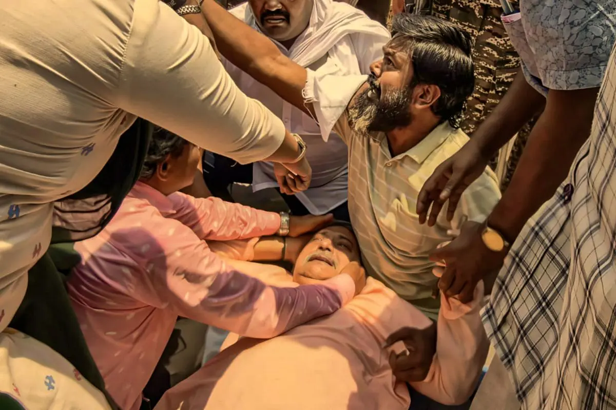 TMC MP Kalyan Banerjee receives assistance after he was allegedly attacked, near Chanditala Police Station in Hooghly, Sunday, May 31, 2026. (PTI Photo)