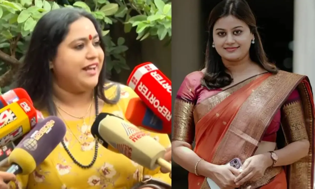 Lakshmi priya talking to the media, Ansiba
