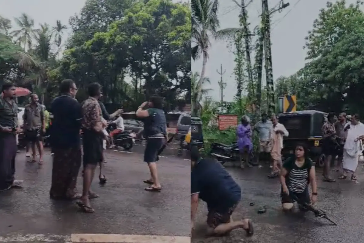യുവതിയും പ്രദേശവാസികളും തമ്മിലുള്ള കയ്യാങ്കളിയുടെ ദൃശ്യത്തില്നിന്ന്