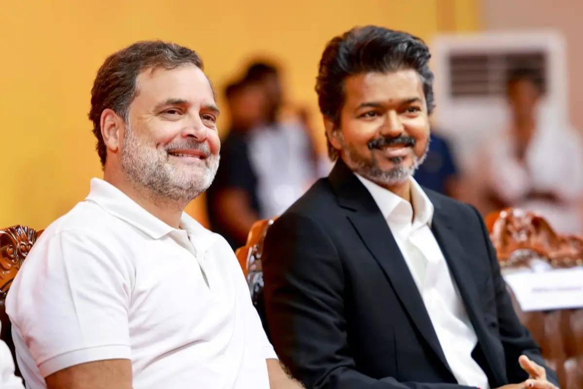 Lok Sabha LoP Rahul Gandhi with Chief Minister of Tamil Nadu C. Joseph Vijay