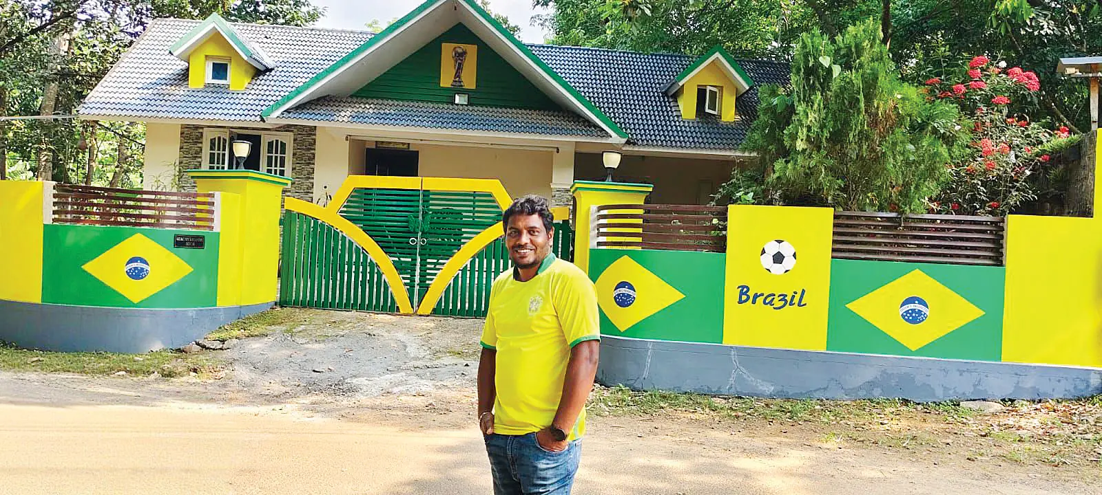 Sheikh Shabeer in front of his house