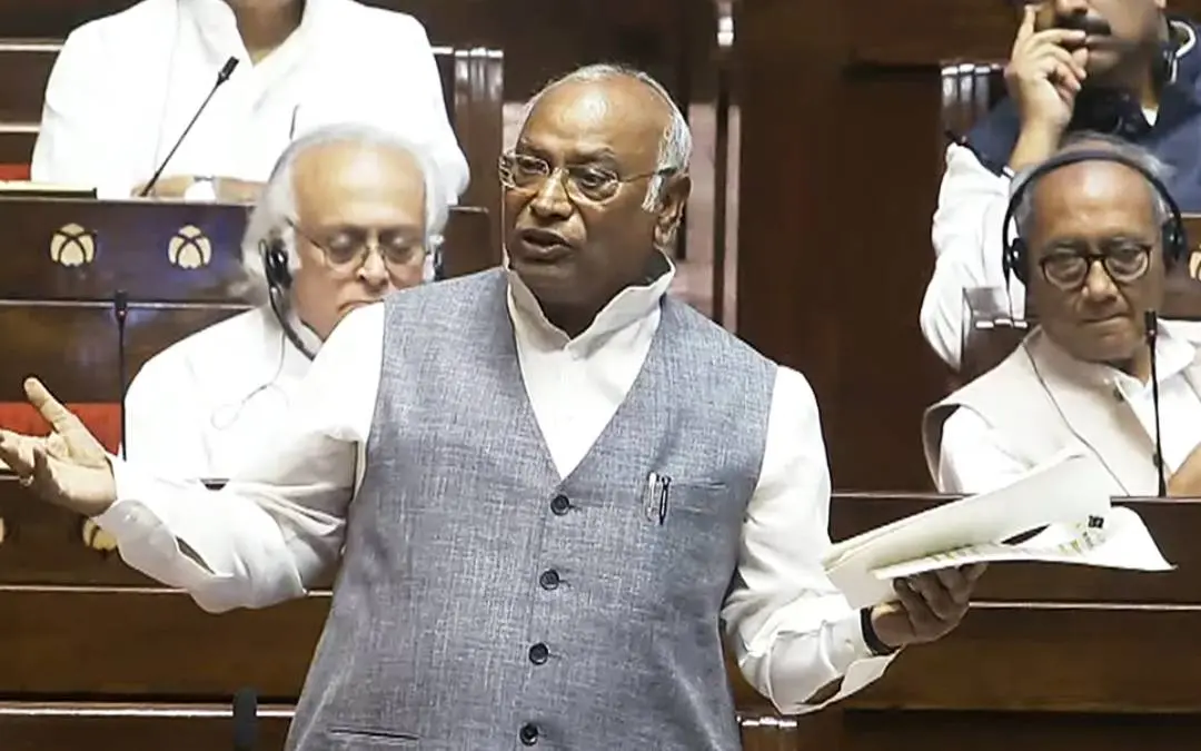 രാജ്യസഭയില് മല്ലികാര്ജുന് ഖാര്ഗെ സംസാരിക്കുന്നു | Photo: ANI