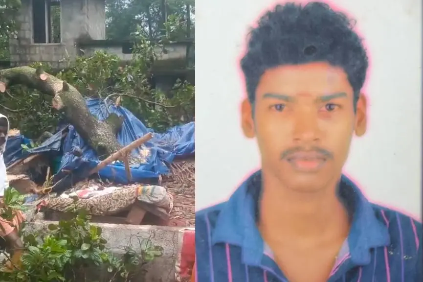 കാറ്റിൽ മരം ഒടിഞ്ഞുവീണ് അപകടം: ഉറങ്ങിക്കിടക്കുകയായിരുന്ന യുവാവിന് ദാരുണാന്ത്യം