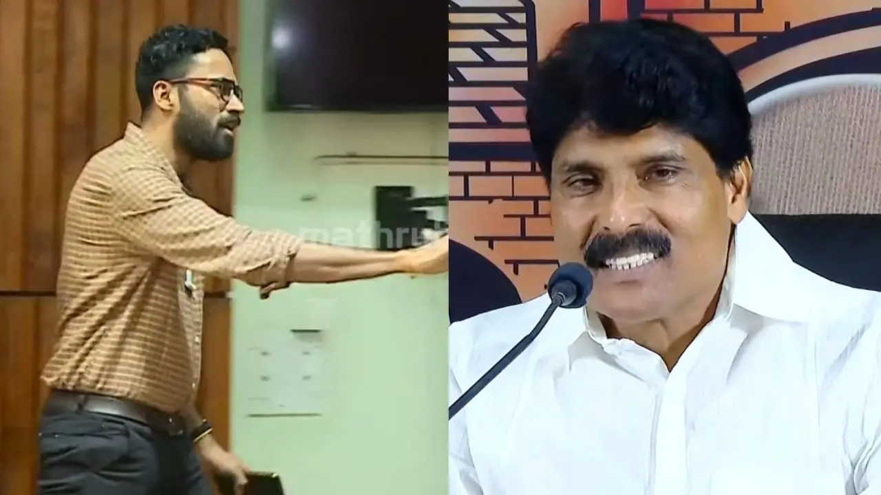 1, വാർത്താസമ്മേളനത്തിൽനിന്ന് പുറത്തുപോകുന്ന ശ്രീറാം വെങ്കിട്ടരാമൻ, 2, ടി. സിദ്ദിഖ്