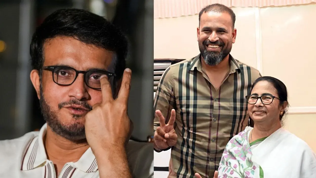 സൗരവ് ഗാംഗുലി | Photo: PTI | മമത ബാനര്ജി യൂസഫ് പത്താനൊപ്പം | Photo: ANI