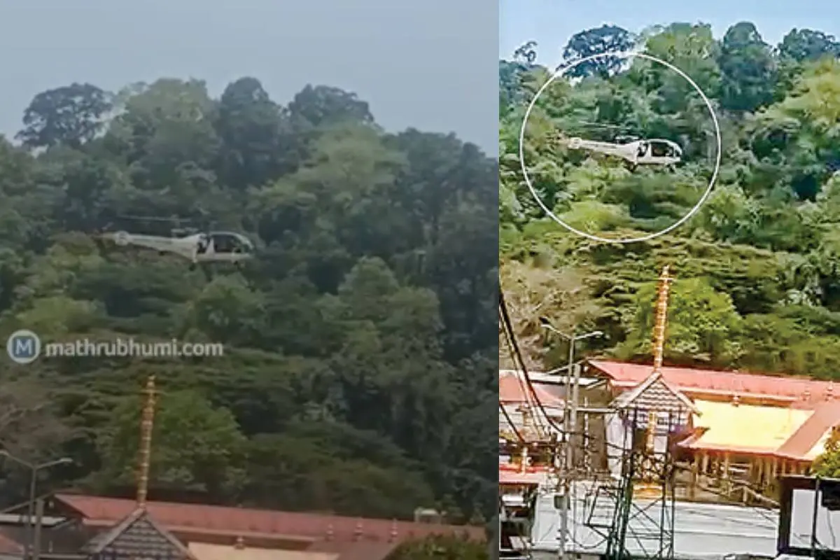 • ശബരിമല ക്ഷേത്രത്തിന് മുകളിൽ കോസ്റ്റ് ഗാർഡിന്റെ ഹെലികോപ്റ്റർ