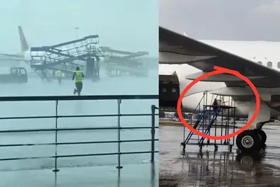 Three Air India planes damaged after storm sends airport equipment flying | WATCH