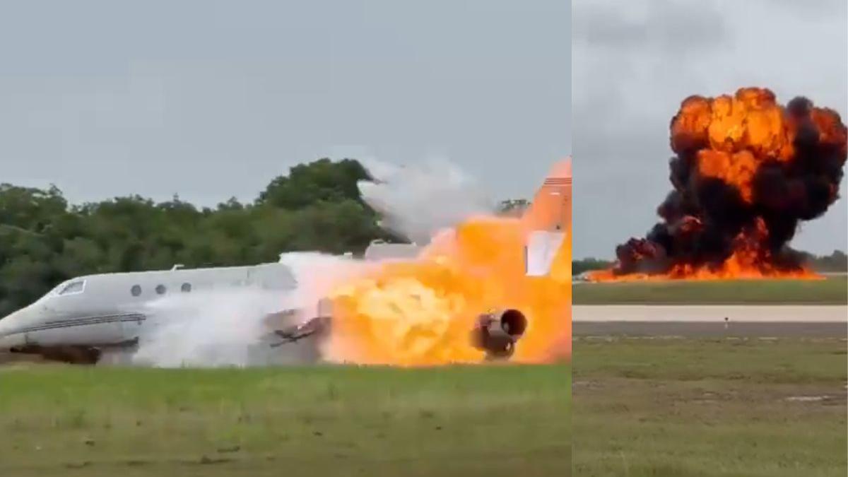 Private jet crash kills two pilots during emergency landing in Dominican Republic | VIDEO