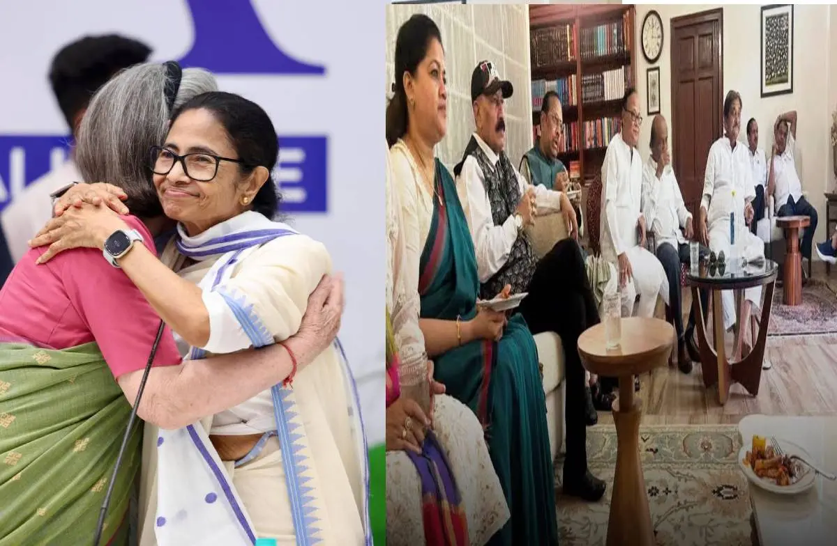 ഇന്ത്യ മുന്നണി യോഗത്തിനെത്തിയ മമതാ ബാനര്ജി സോണിയ ഗാന്ധിയെ കണ്ടപ്പോള്, തൃണമൂല് എംപിമാര് കേന്ദ്ര മന്ത്രി ഭൂപേന്ദ്ര യാദവിന്റെ വസതിയിലെത്തിയപ്പോള്
