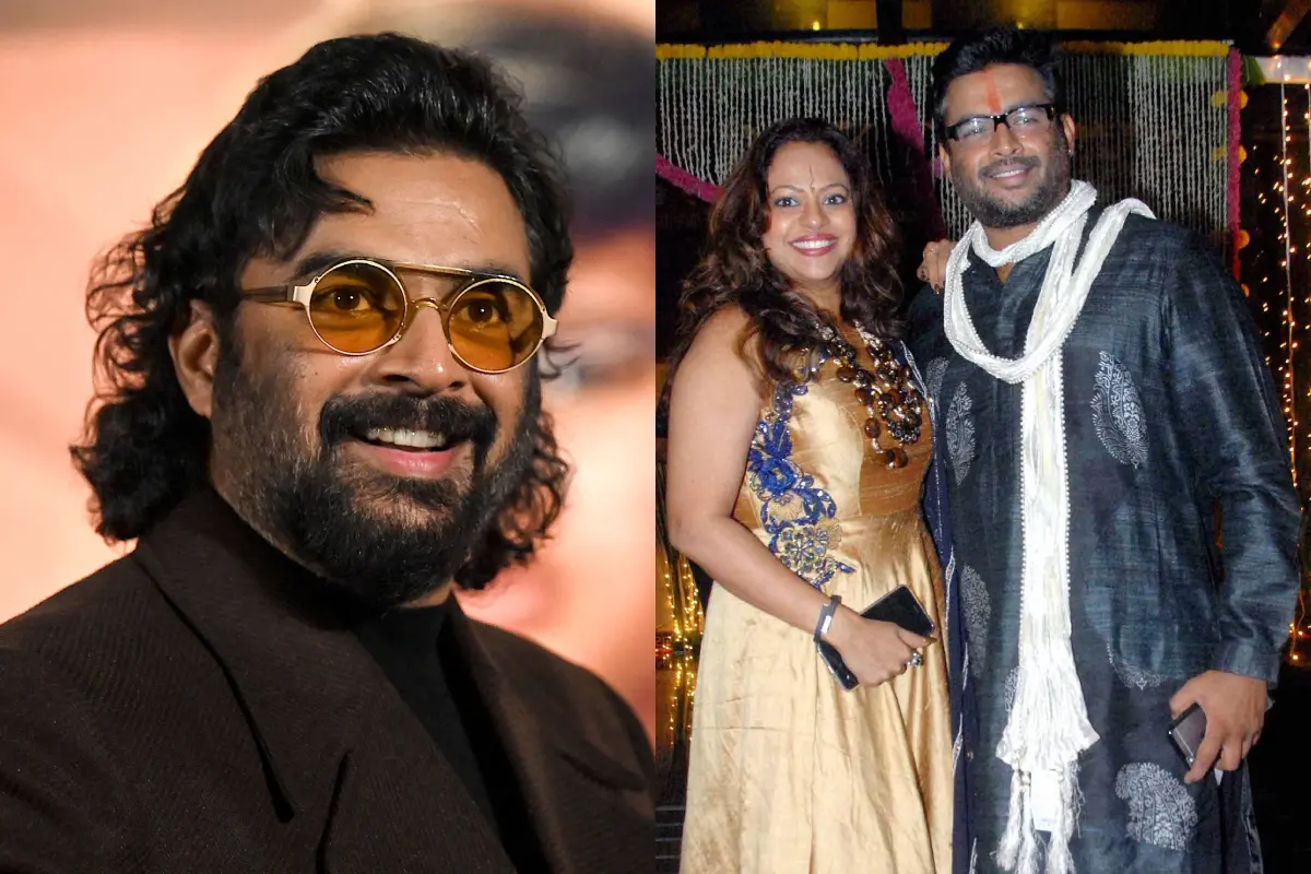 ആർ. മാധവൻ, മാധവനും ഭാര്യ സരിതയും | Photos: AFP, PTI