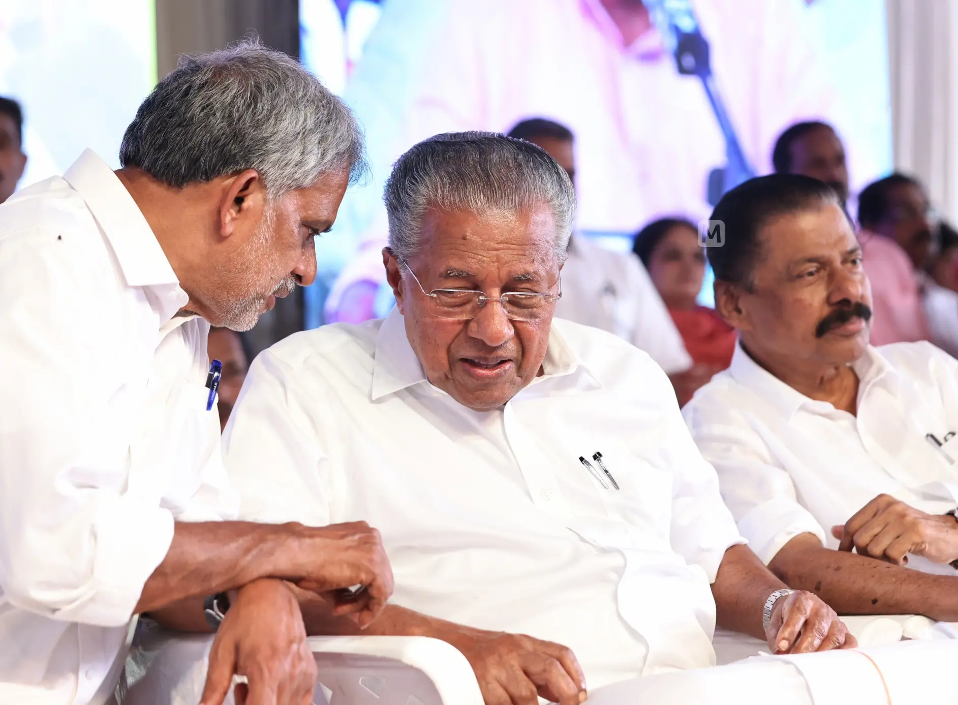സിപിഎം നേതാക്കളായ എ.വിജയരാഘവന്, പിണറായി വിജയന്, എംവി ഗോവിന്ദന് |ഫോട്ടോ:മാതൃഭൂമി