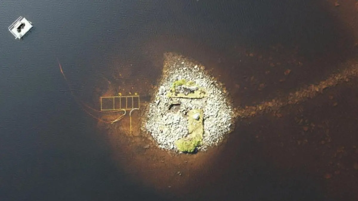 Aerial view of the crannog in Scotland. (Photo: University of Southampton)
