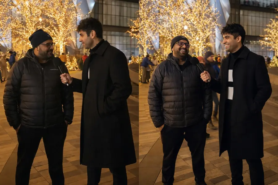 Indian product manager in the United States speaking in a street interview about his annual income of 2.1 crore rupees and financial planning