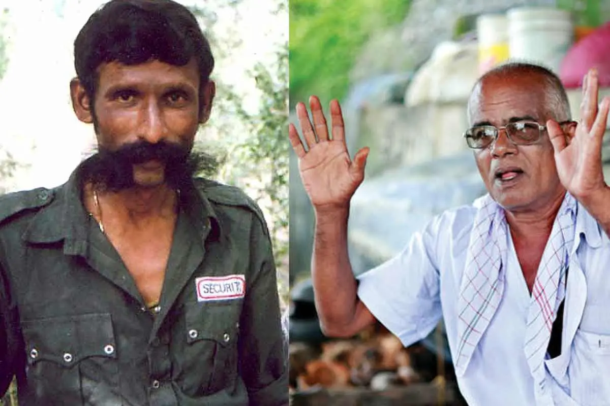 വീരപ്പന്‍(ഫയല്‍ചിത്രം, ഇടത്ത്) വീരപ്പന്റെ പിടിയില്‍നിന്ന് രക്ഷപ്പെട്ട കഥപറയുന്ന മണ്ണുങ്ങല്‍ ശിവദാസന്‍(വലത്ത്) | ഫോട്ടോ: എഎഫ്പി & അജിത് ശങ്കരന്‍/ മാതൃഭൂമി