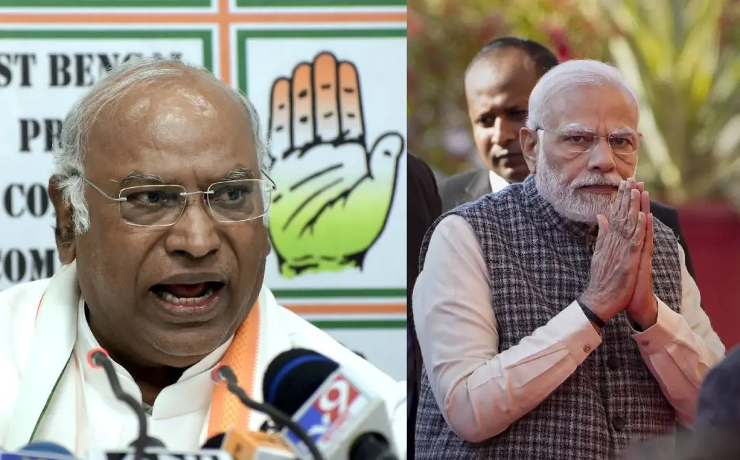 Kharge and PM Modi. Photo: ANI, PTI