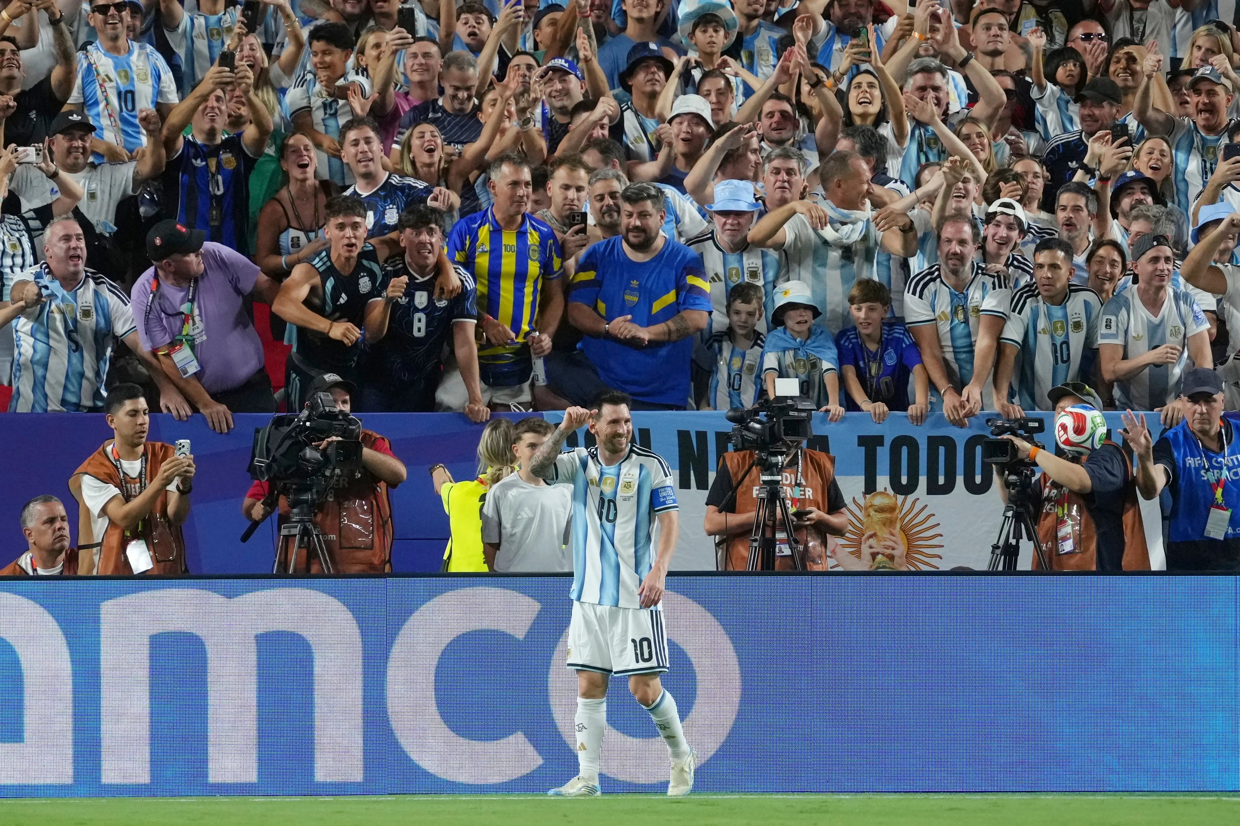 Messi celebrates after scoring his second goal during the World Cup Group J soccer match between Argentina and Algeria in Kansas City | AP/PTI