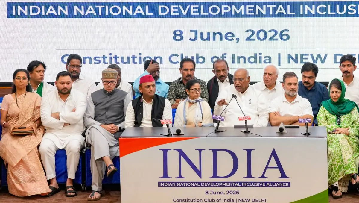 ഇന്ത്യ മുന്നണി യോഗത്തിന്റെ വാർത്താസമ്മേളനം | Photo: PTI