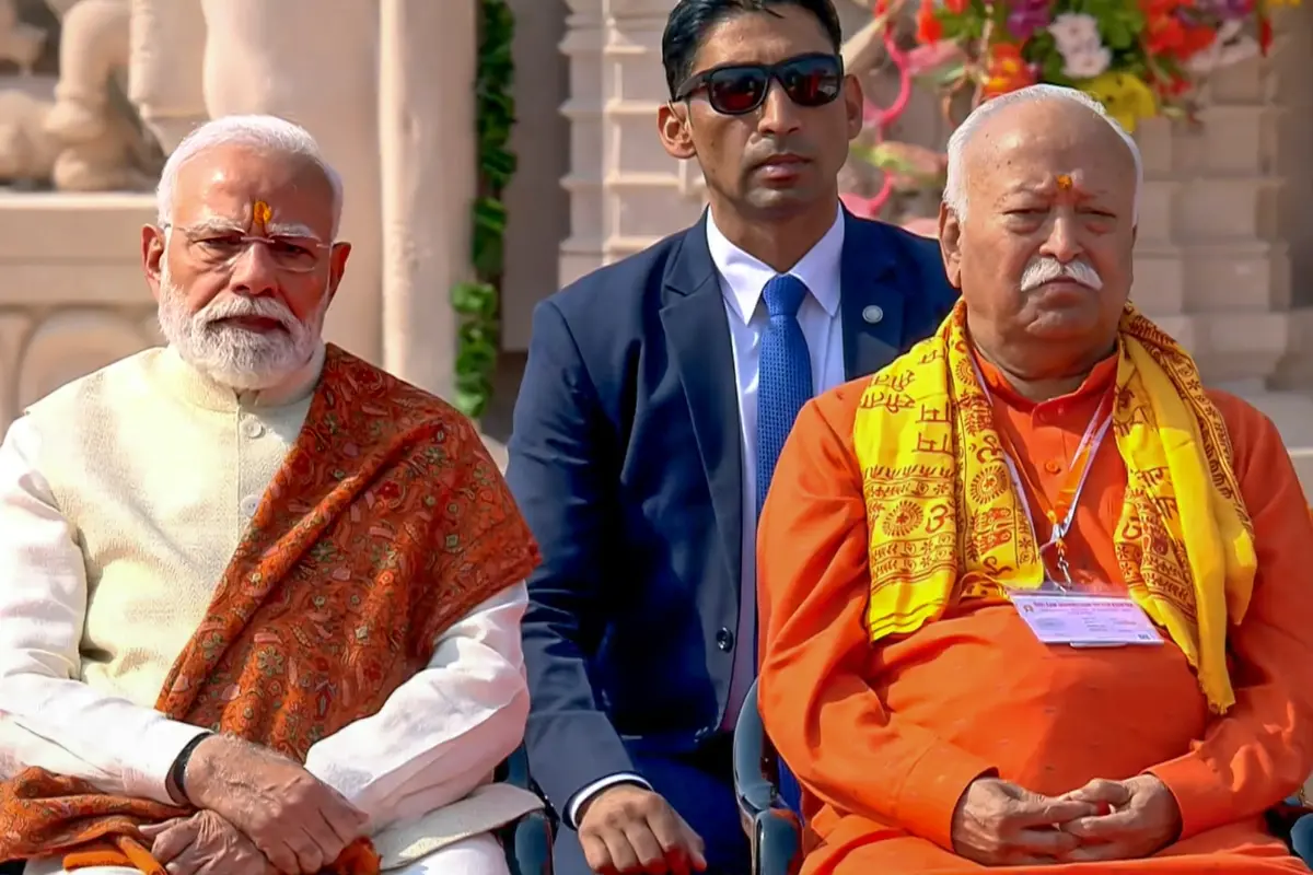 Prime Minister Narendra Modi with RSS chief Mohan Bhagwat.| File image: PTI